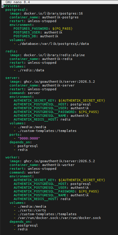 Fichier docker_compose.yml de Authentik