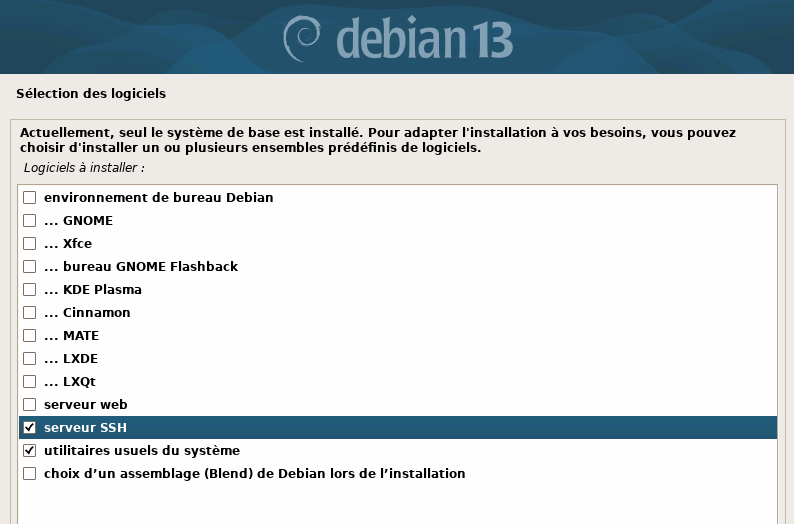 Installation Debian 13