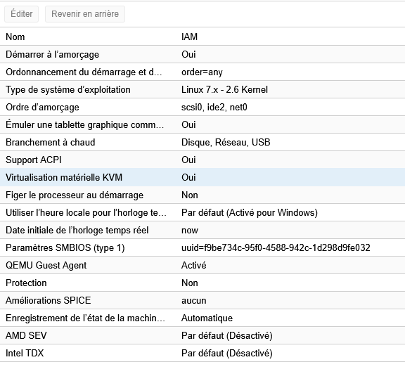 Options des VM